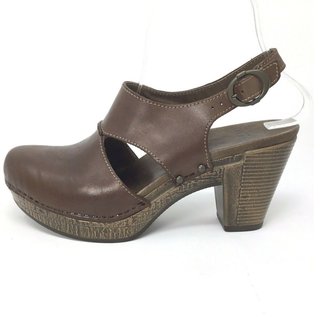 Dansko Riley Size 37 or 6.5-7 Platform Shoes Clogs Slingback Sandals Leather